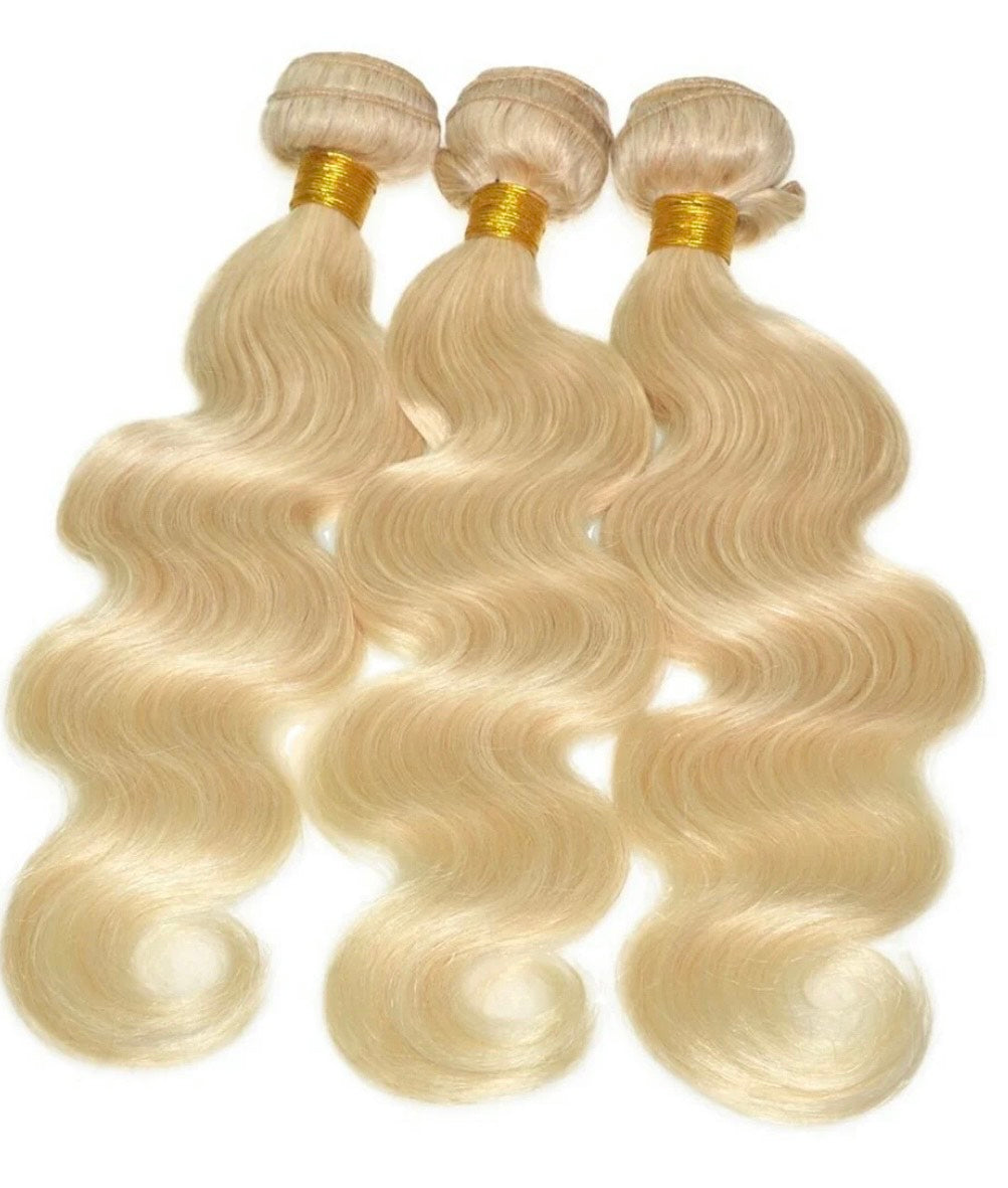 3 Bundle Pack of Platinum Blonde Human Hair Extensions 14"-30"